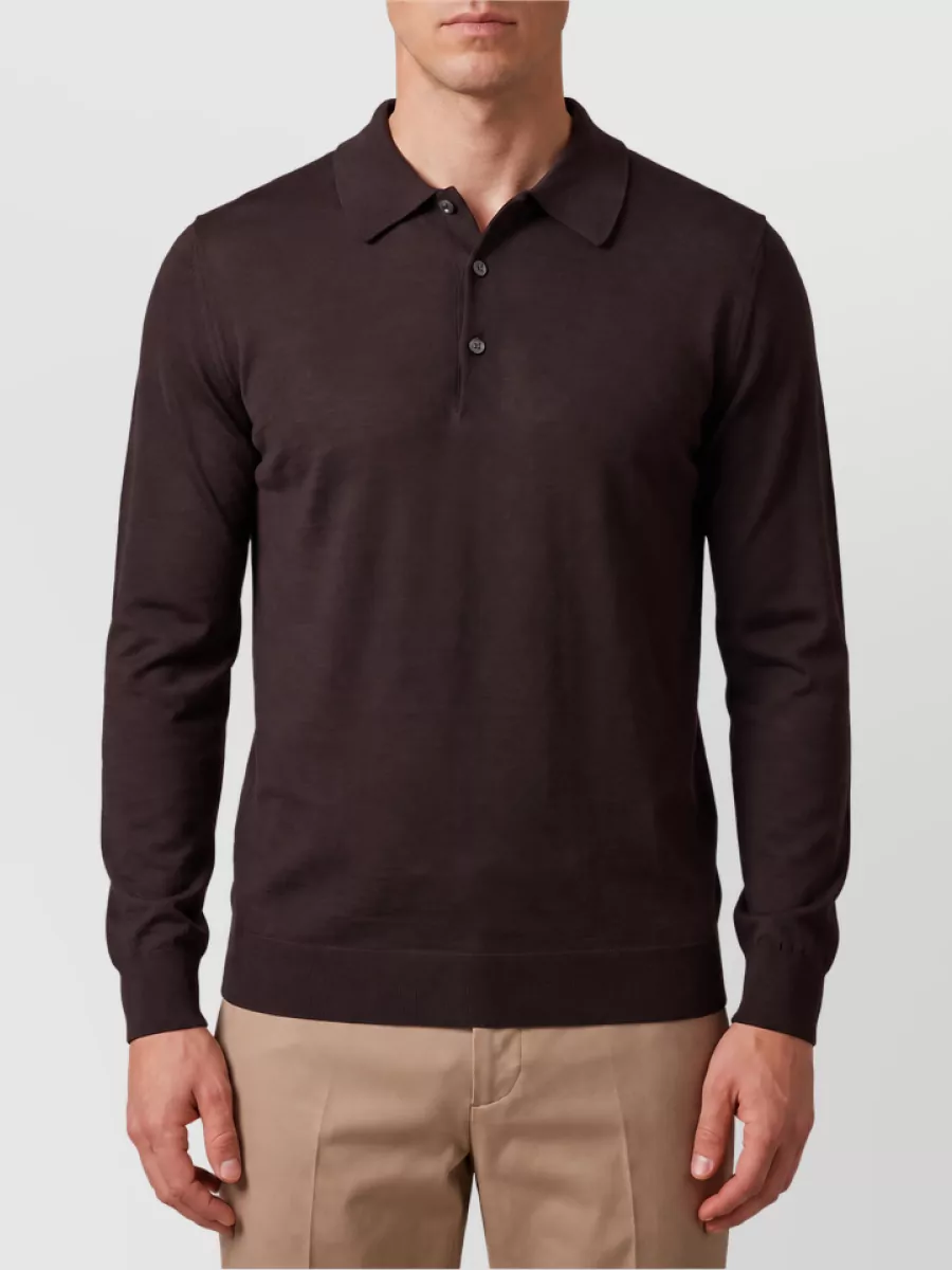 John Smedley Merino Wool Long-Sleeve Polo Shirt