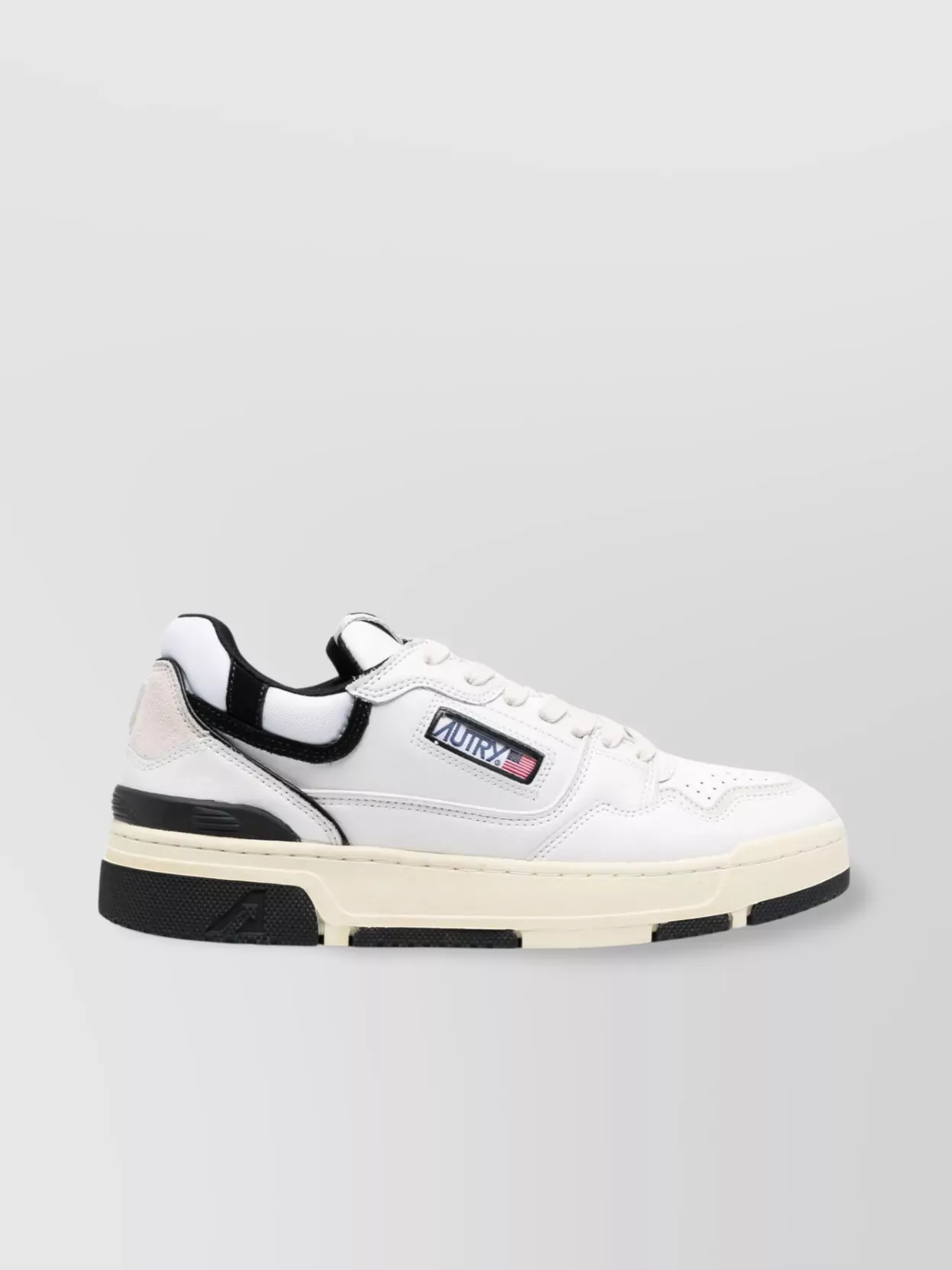 Autry White Low Top Sneakers With Black Details And Logo Patch In Leather And Suede Man