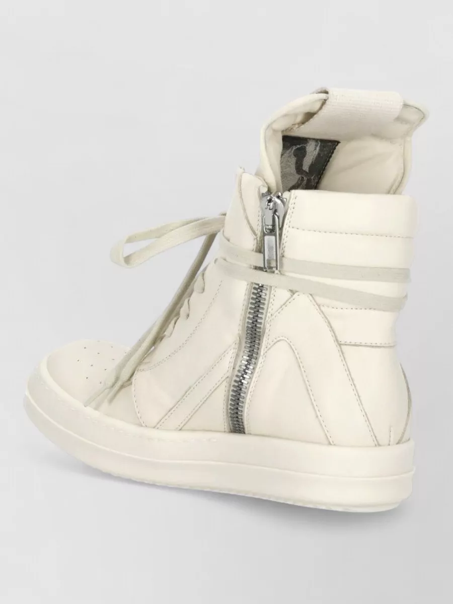 Rick Owens High Top Sneakers Round Toe Rubber Sole