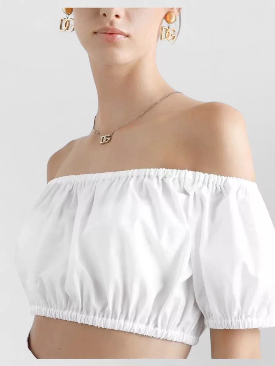 Dolce&Gabbana Cotton Ruched Off-The-Shoulder Cropped Top