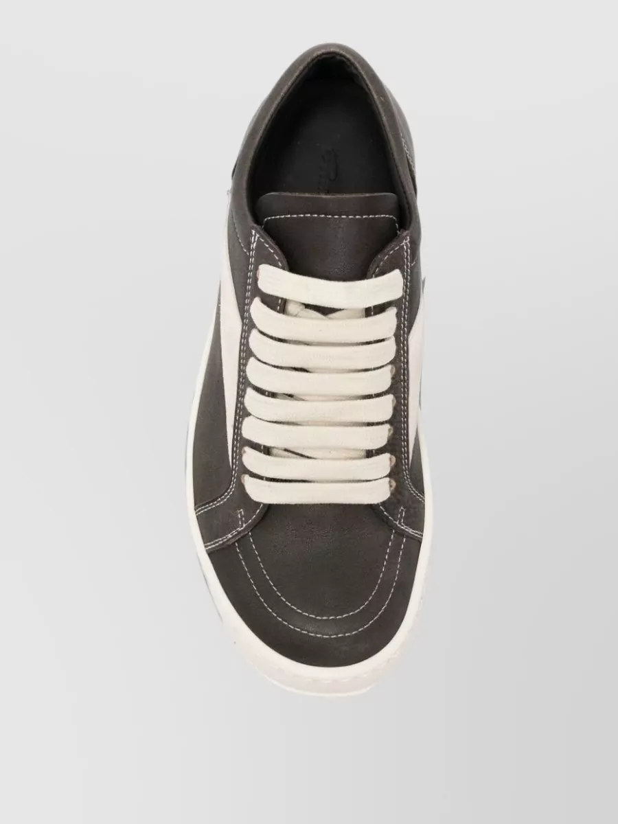 Rick Owens Leather Lace-Up Sneakers