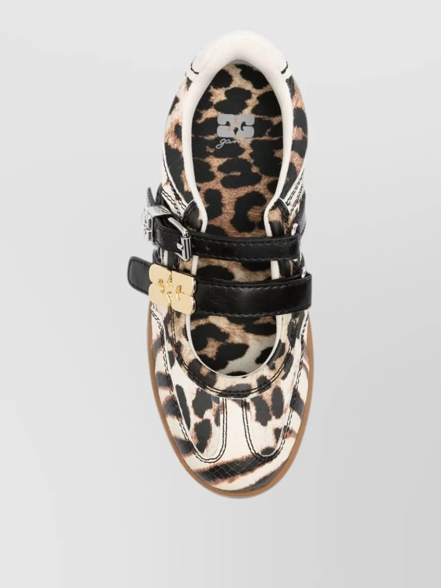 Ganni Silk Satin Buckle Ballet Flats