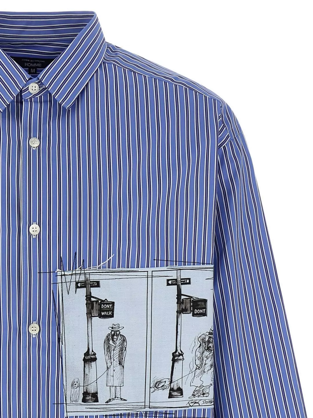 Comme Des Garçons Striped Shirt With Graphic Patches And Collar