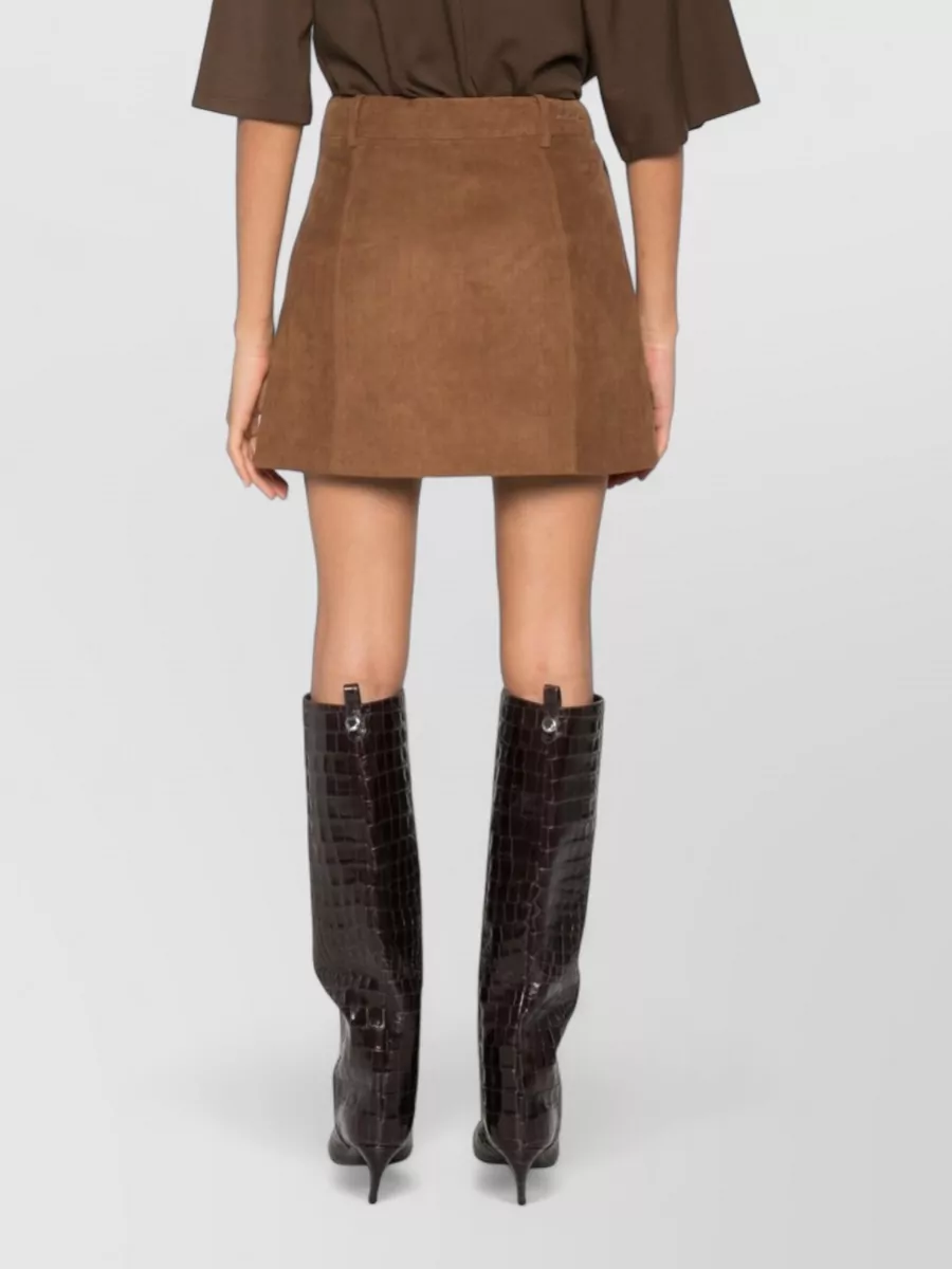 Dunst Suede-Effect Paneled Mini Skirt