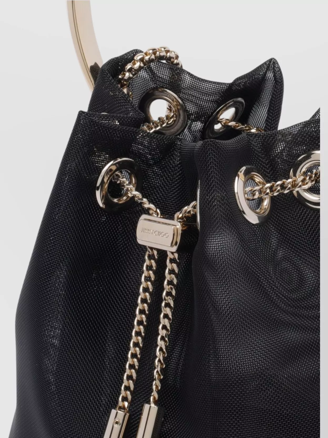 Jimmy Choo Leather Bucket Bag Metallic Handle