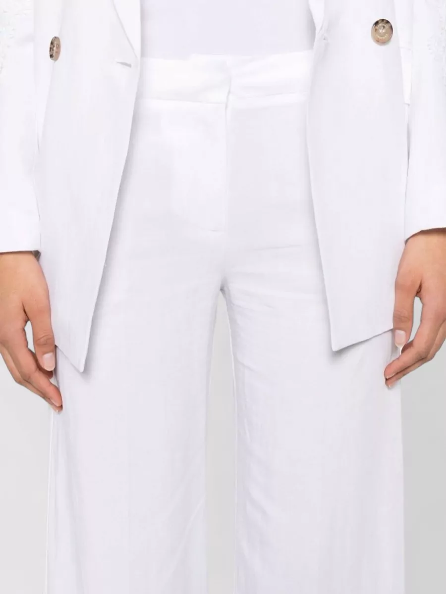 Ermanno Firenze Linen Blend Wide-Leg Trousers