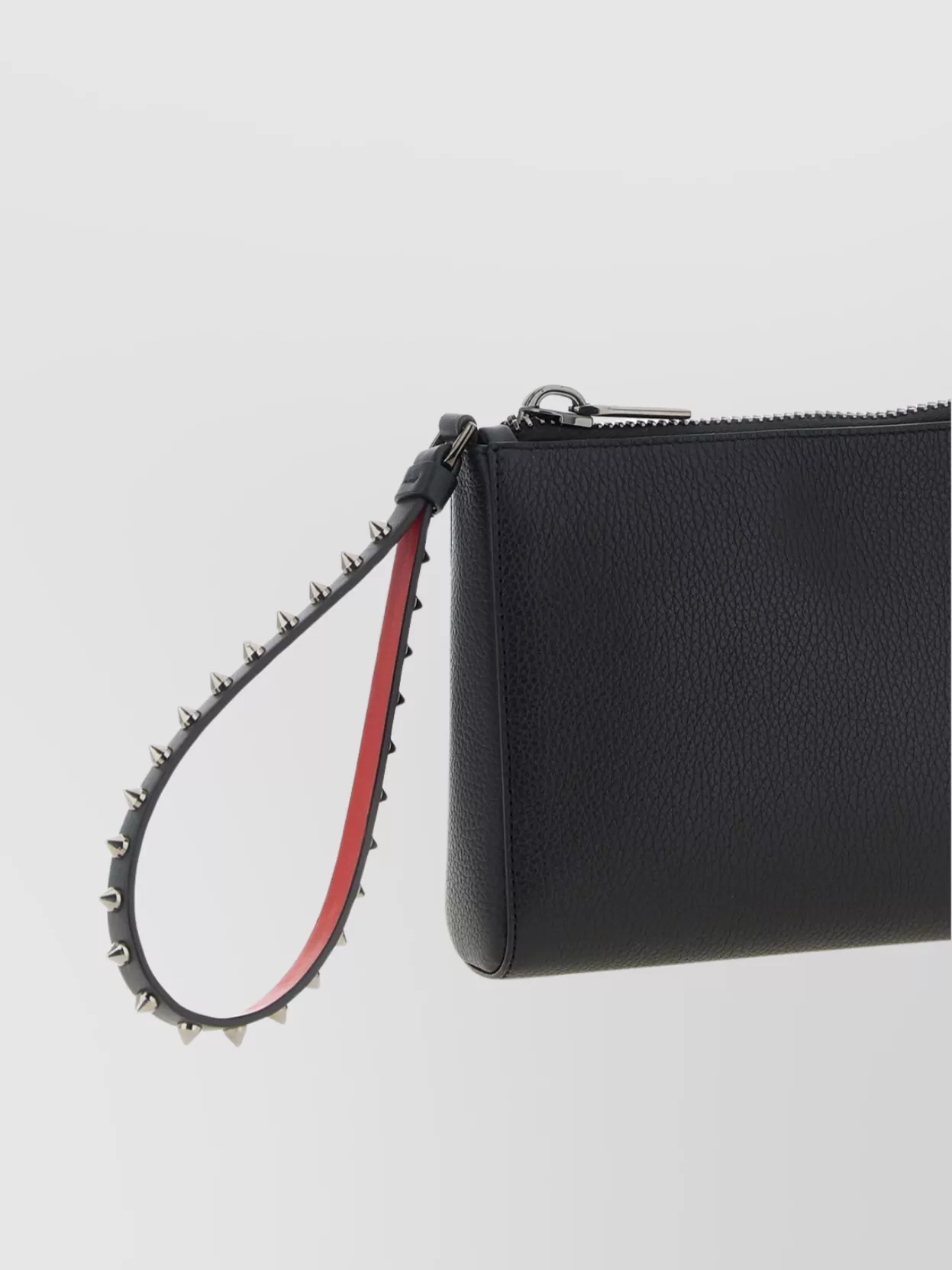 Christian Louboutin Embellished Clutch With Textured Finish And Wrist Strap In Black