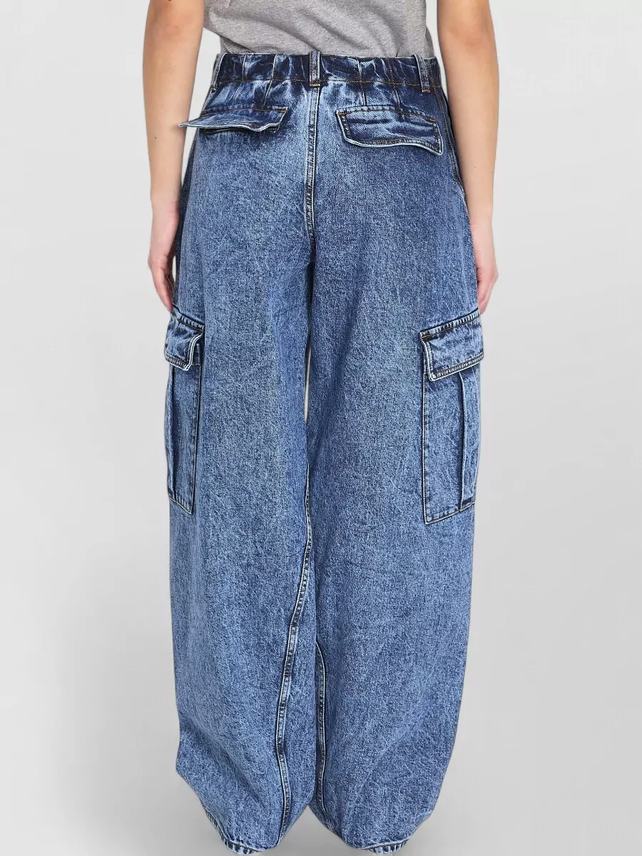 Alaïa Barrel Leg Cargo Denim Trousers Low Waist
