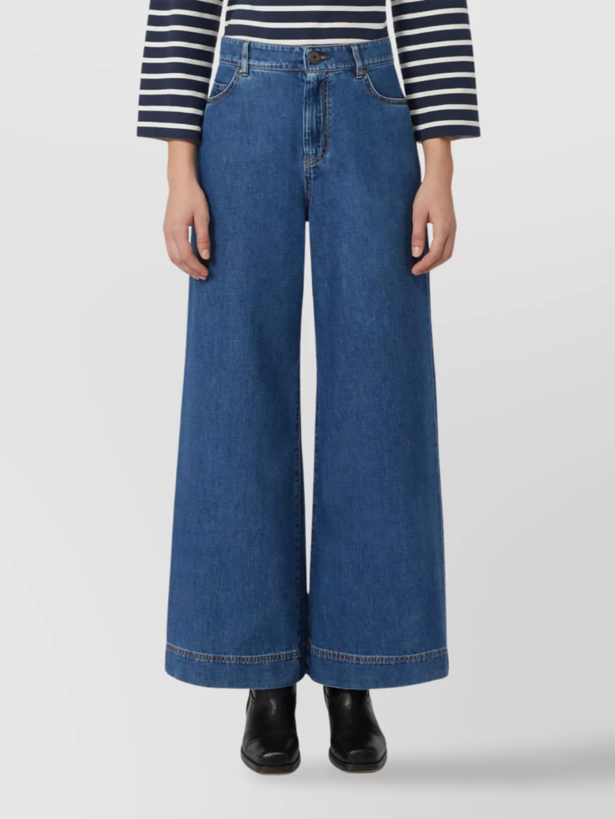 Weekend Max Mara Wide-leg Organic Denim Trousers With Nano Bubble Technology In Blue