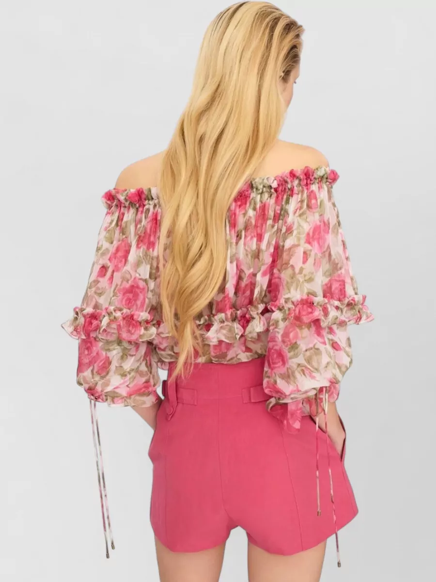 Chloé Silk Floral-Print Off-Shoulder Blouse