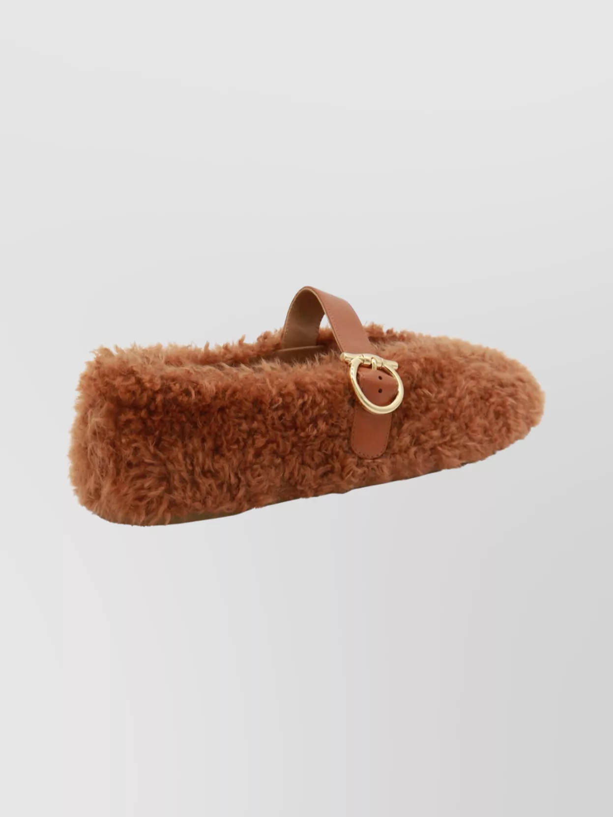 Ferragamo Ballerina Shoes With Buckle And Faux Fur