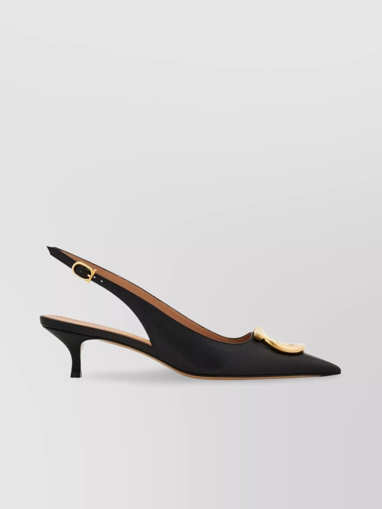 Ferragamo Leather Slingback Pumps Gold-Tone Buckle
