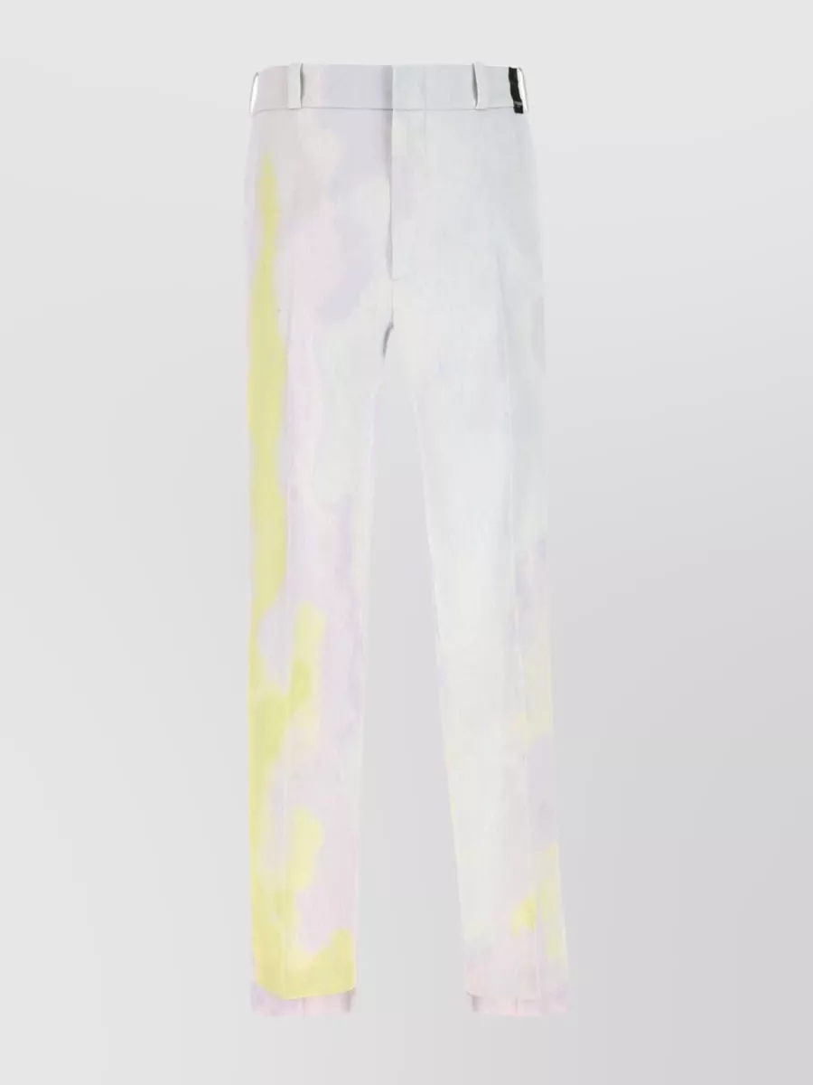 Shop Fendi Printed Pattern Linen Blend Pant In Cream