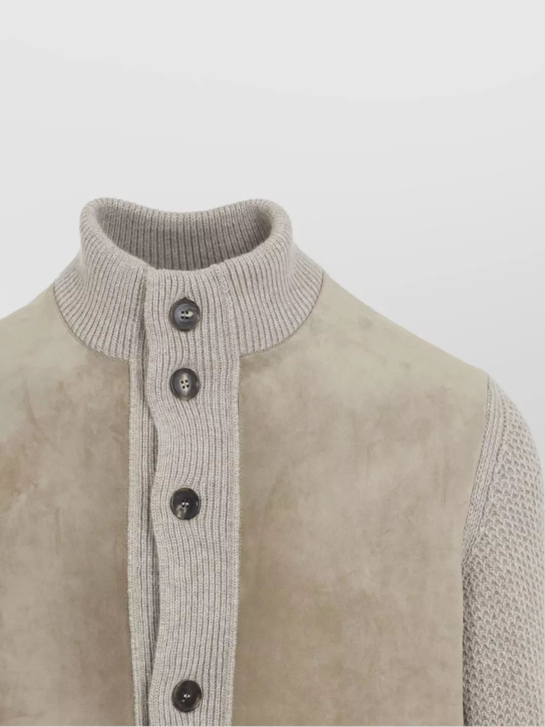 Zegna Cashmere Blouson With Suede Front Panel