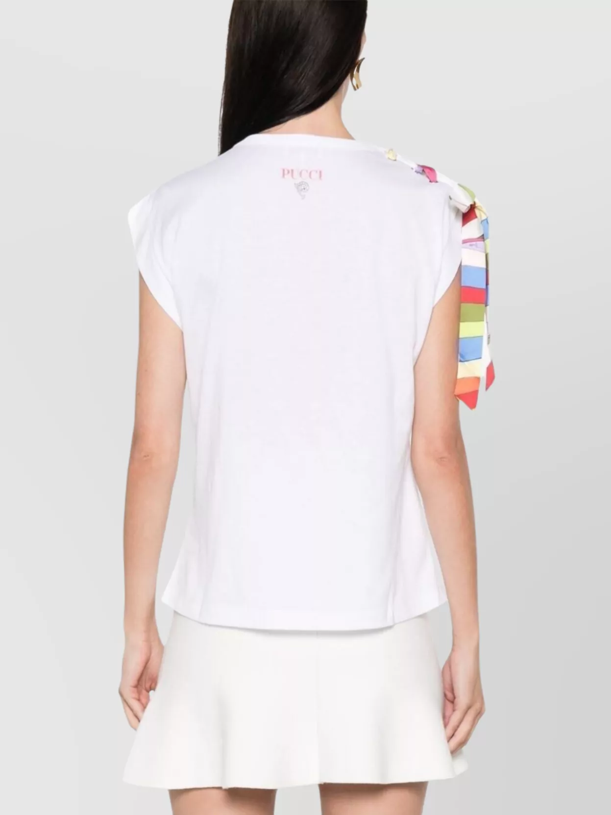 Pucci T-Shirt With Cap Sleeves And Tie Detail
