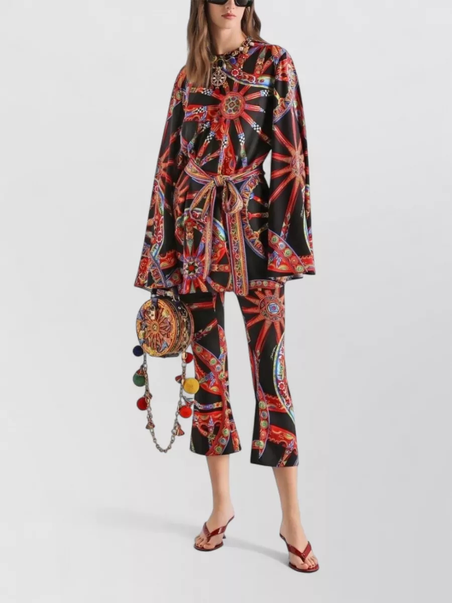 Dolce&Gabbana silk carretto print flared trousers
