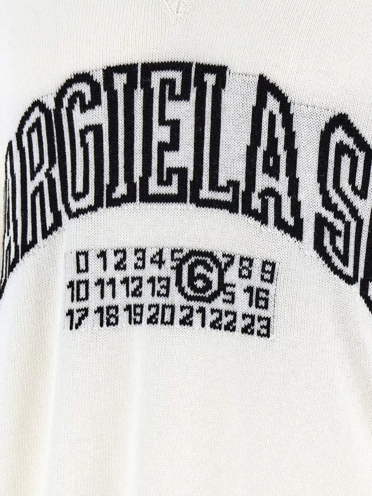 Mm6 Maison Margiela Graphic Print V-Neck Sweater With Ribbed Cuffs