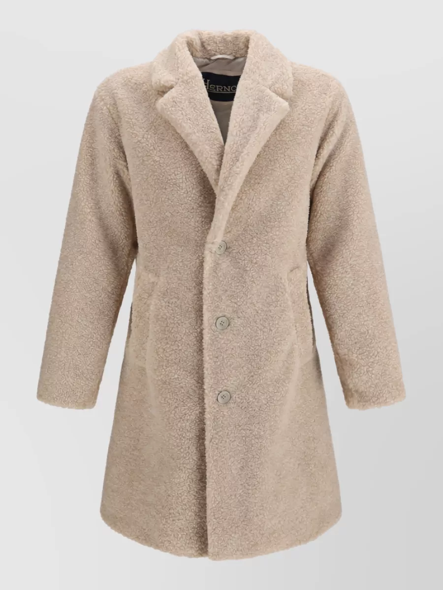 Herno single-breasted teddy coat