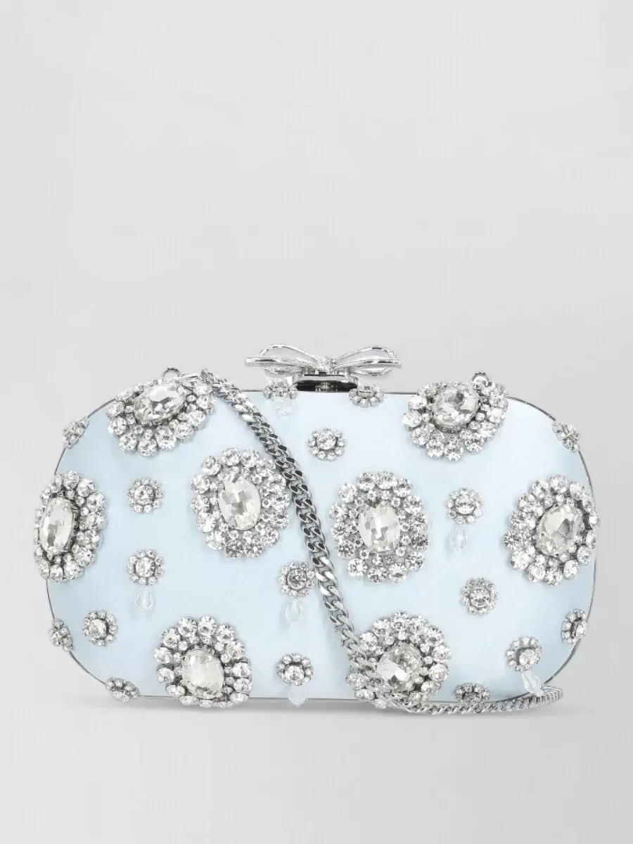 Self-Portrait Diamante Satin Crystal-Embellished Clutch Bag