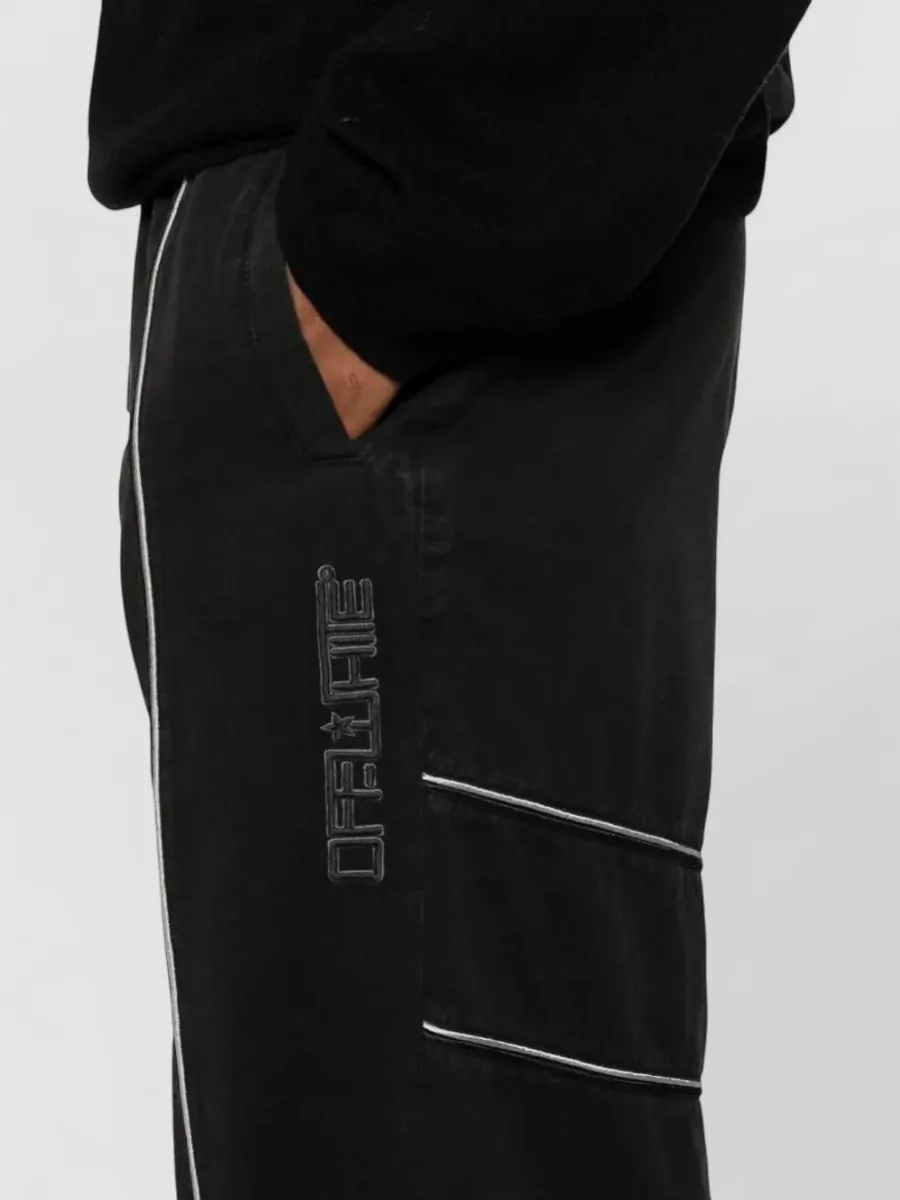 Off-White Cotton Wide-Leg Track Pants