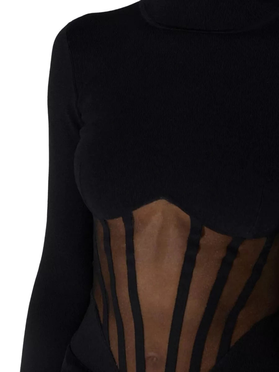 Elisabetta Franchi Ribbed Slim-Fit High-Neck Bodysuit