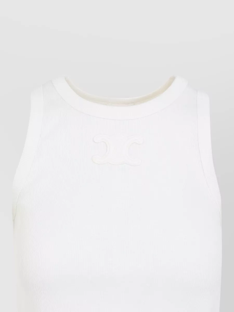 Celine Triomphe Ribbed Tank Top Sleeveless Design