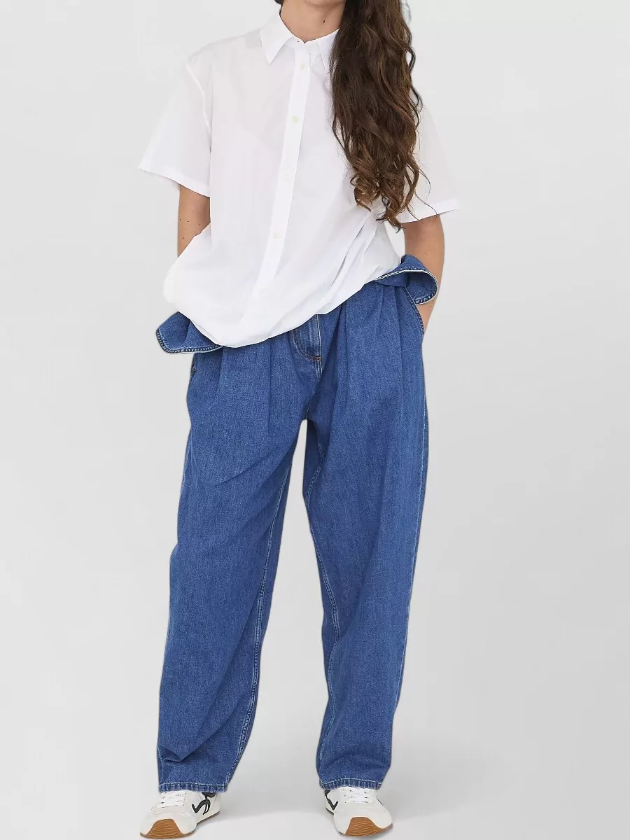 Loewe cotton draped asymmetric short-sleeve shirt