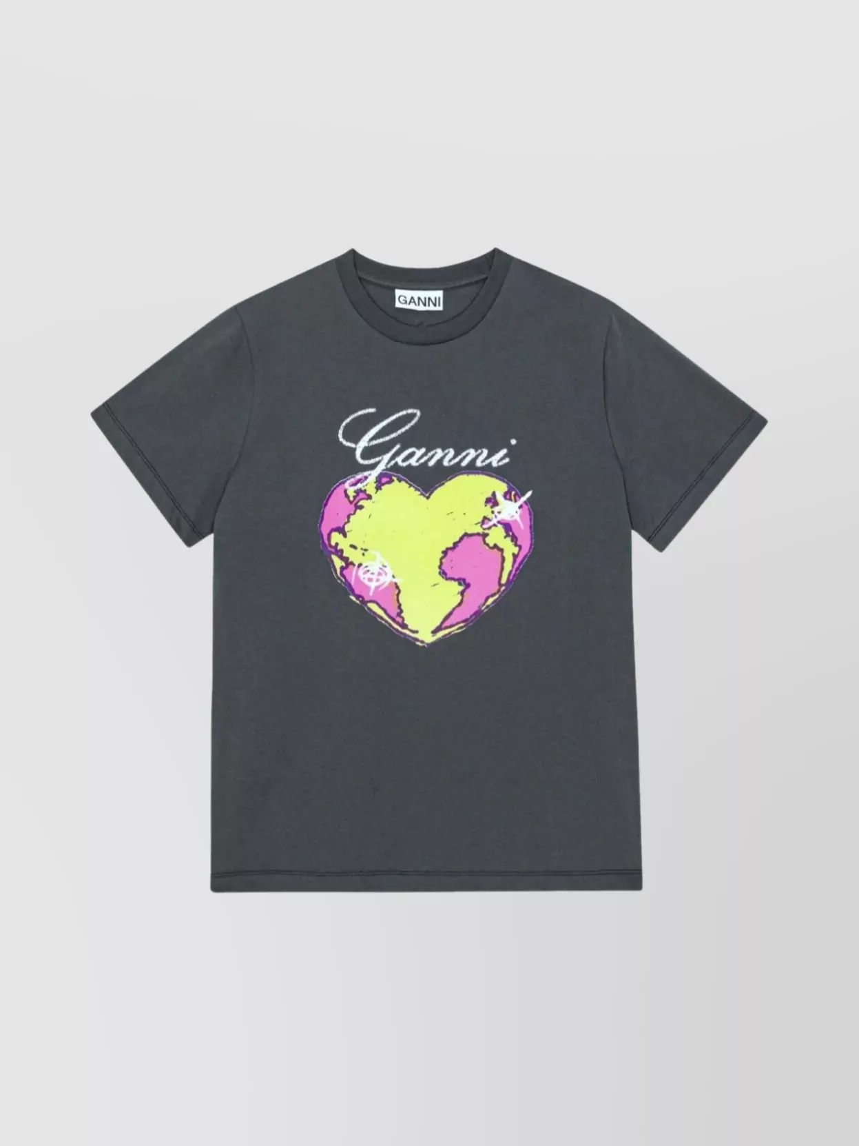 Shop Ganni Graphic Heart Print Crew Neck T-shirt