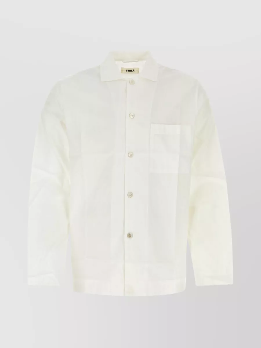 Shop Tekla Organic Cotton Sleep Shirt With Long Sleeves In Pastel