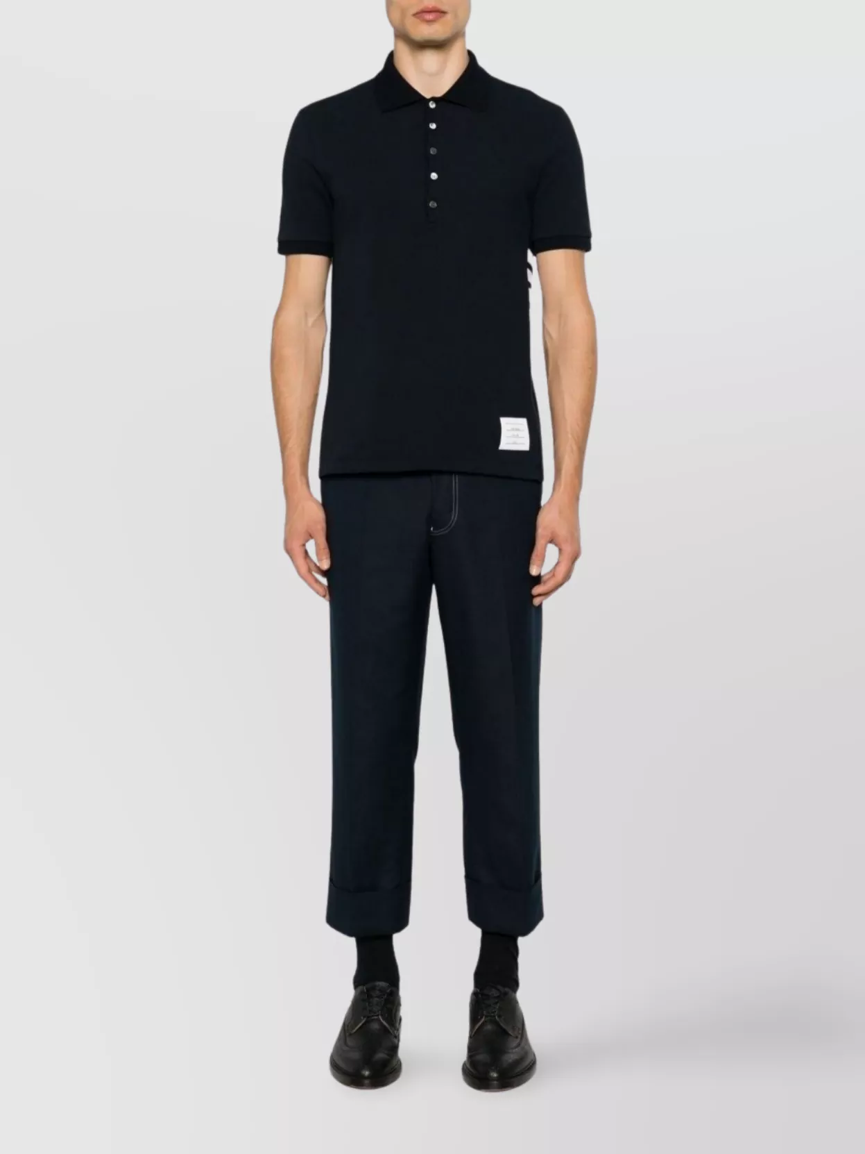 Thom Browne Piqué Cotton Polo Shirt With Panelled Design