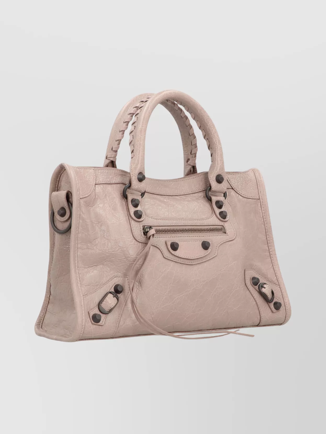 Balenciaga Studded Shoulder Bag With Textured Finish And Top Handle