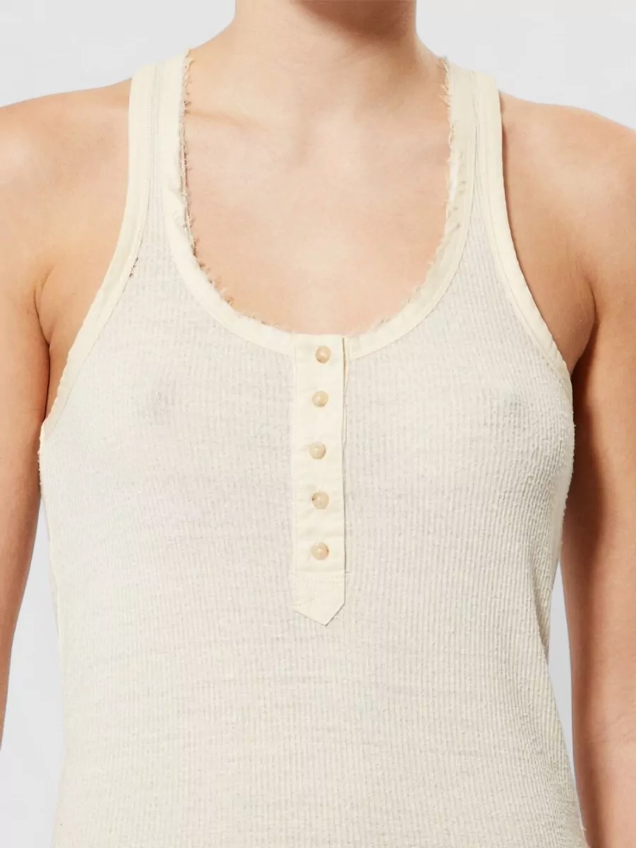 Isabel Marant Silk Ribbed Scoop Neck Tank Top