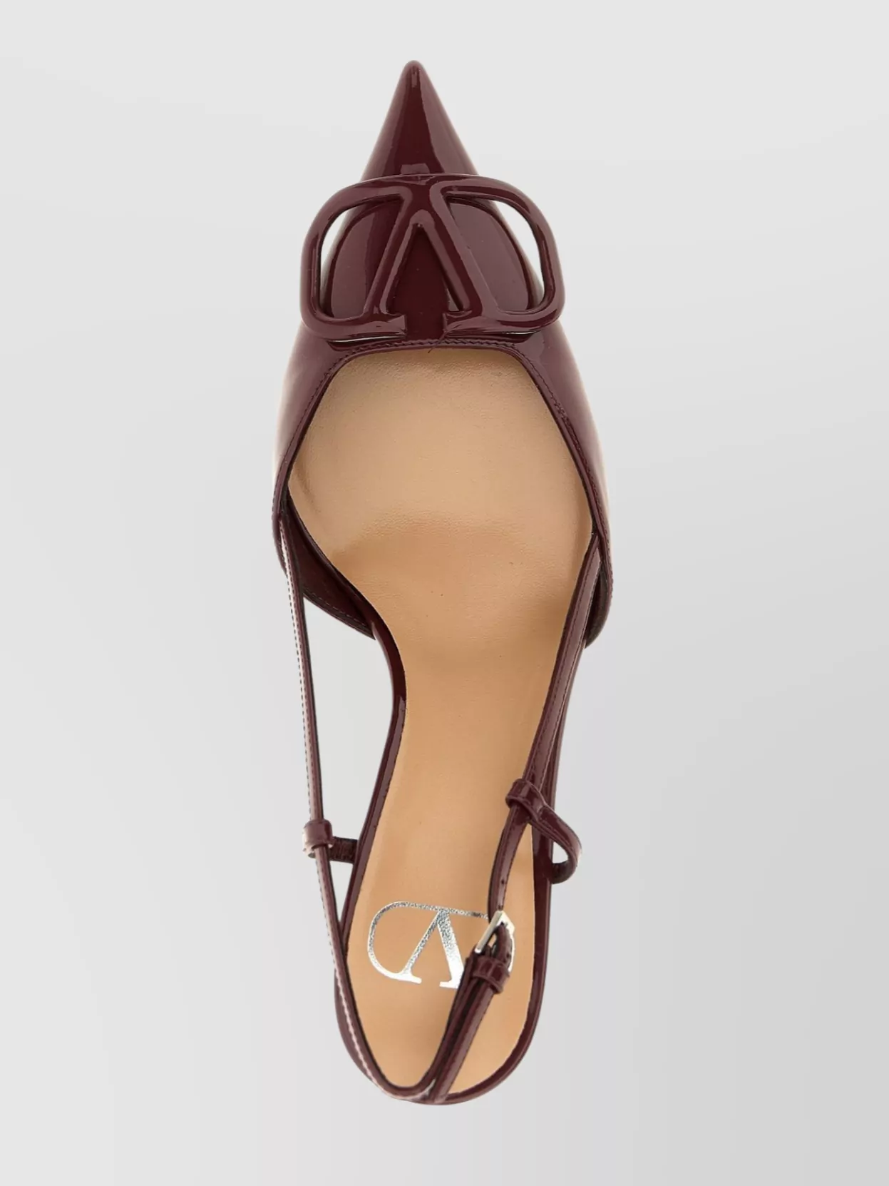 Valentino Garavani Vlogo Signature Patent Leather Slingback Pump 80mm Woman Brown 40.5 In Brown