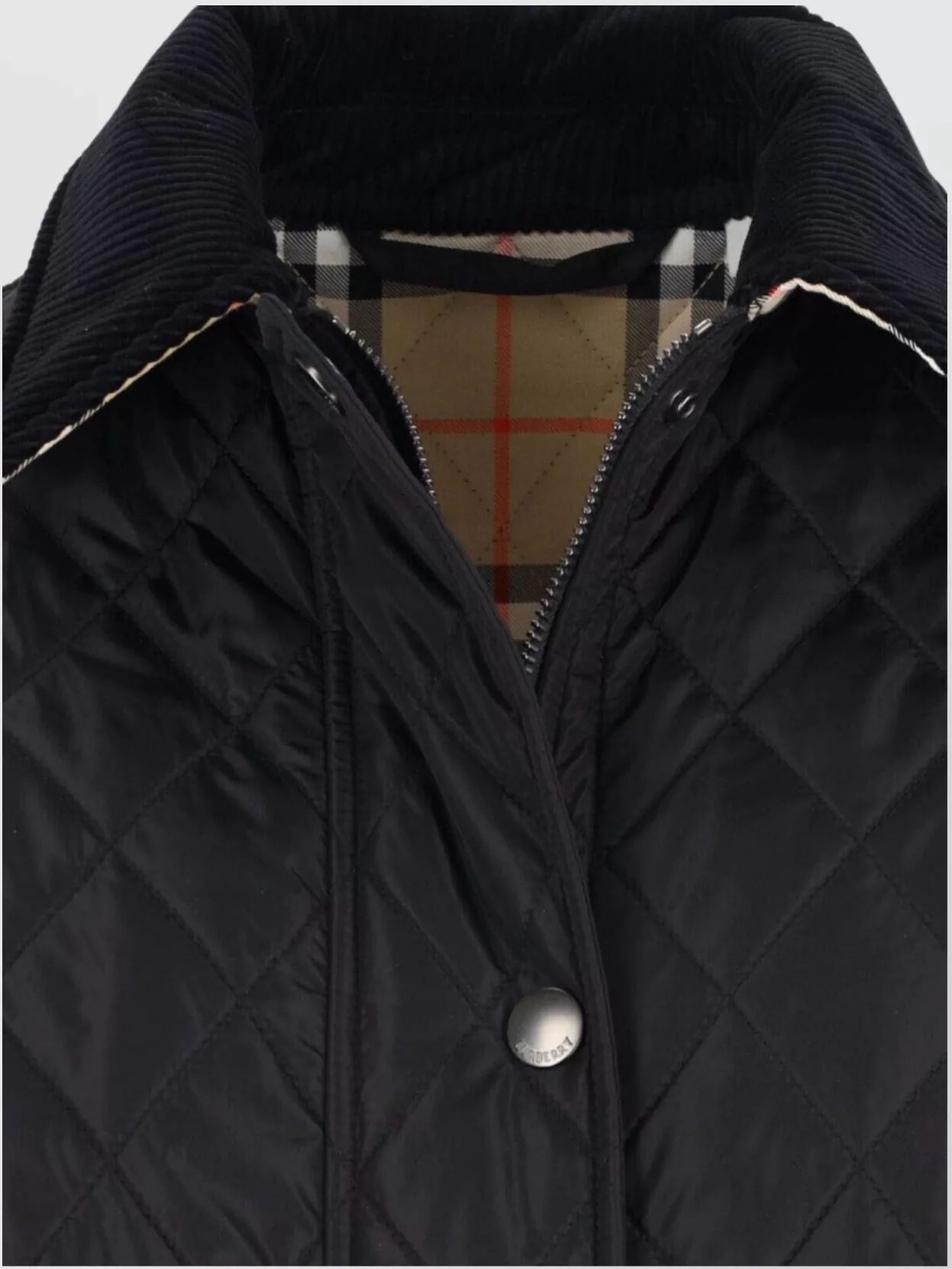 Burberry Quilted Jacket Corduroy Collar Casual