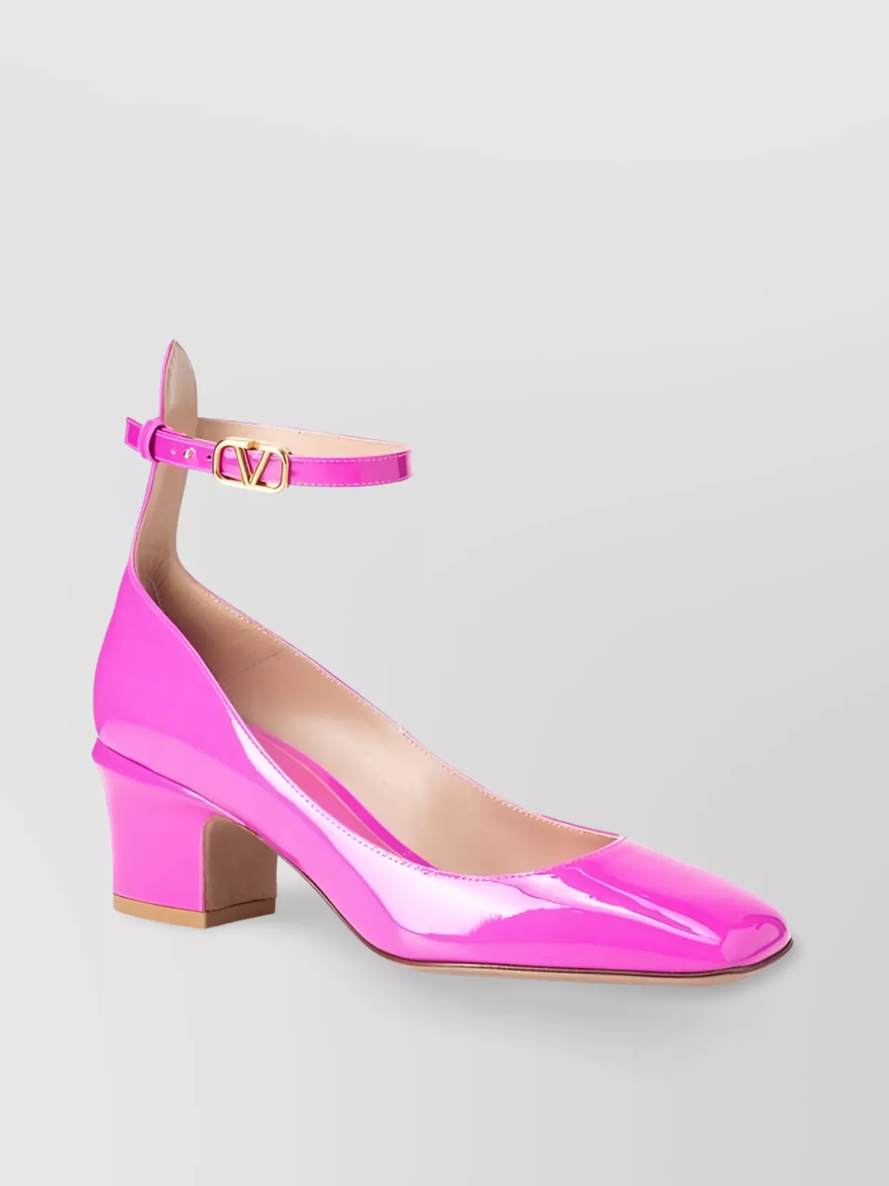 Valentino Garavani Bold Block Heel Pumps With Pointed Toe And Ankle Strap