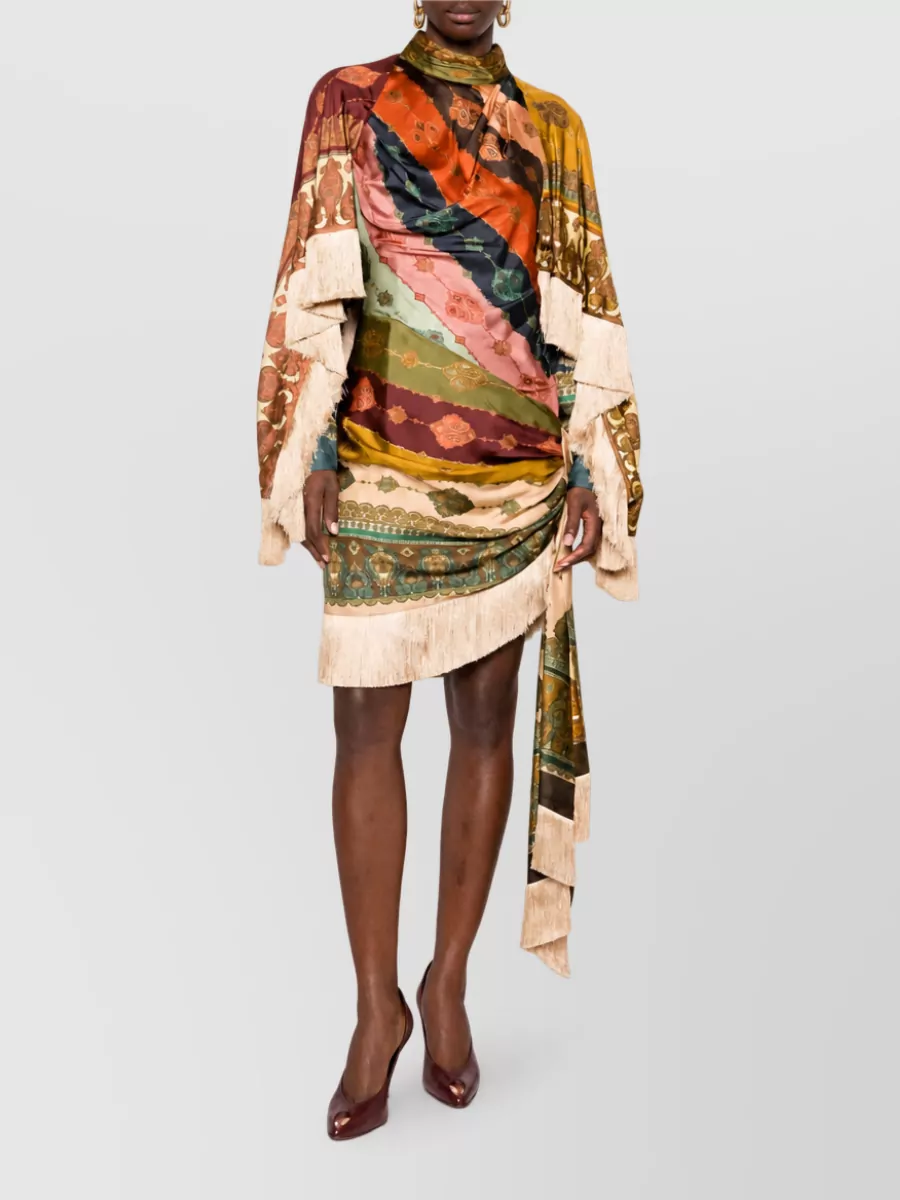 Zimmermann Silk Paisley-Print Draped Mini Dress