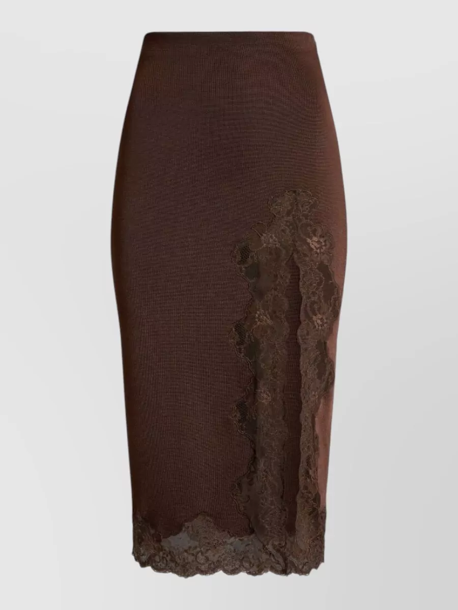Balmain lace trim knee-length pencil skirt