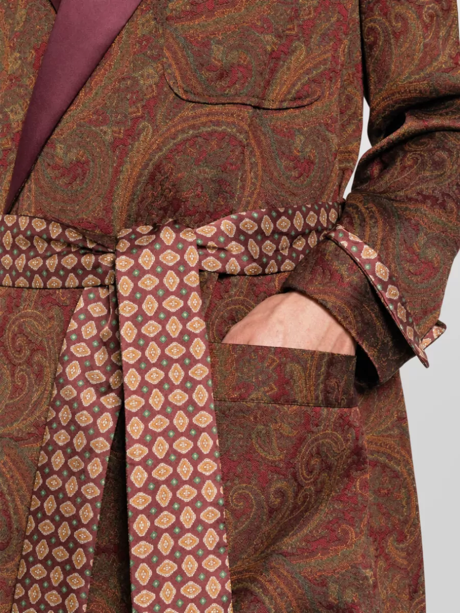 Etro Silk-Blend Belted Paisley-Jacquard Robe Coat