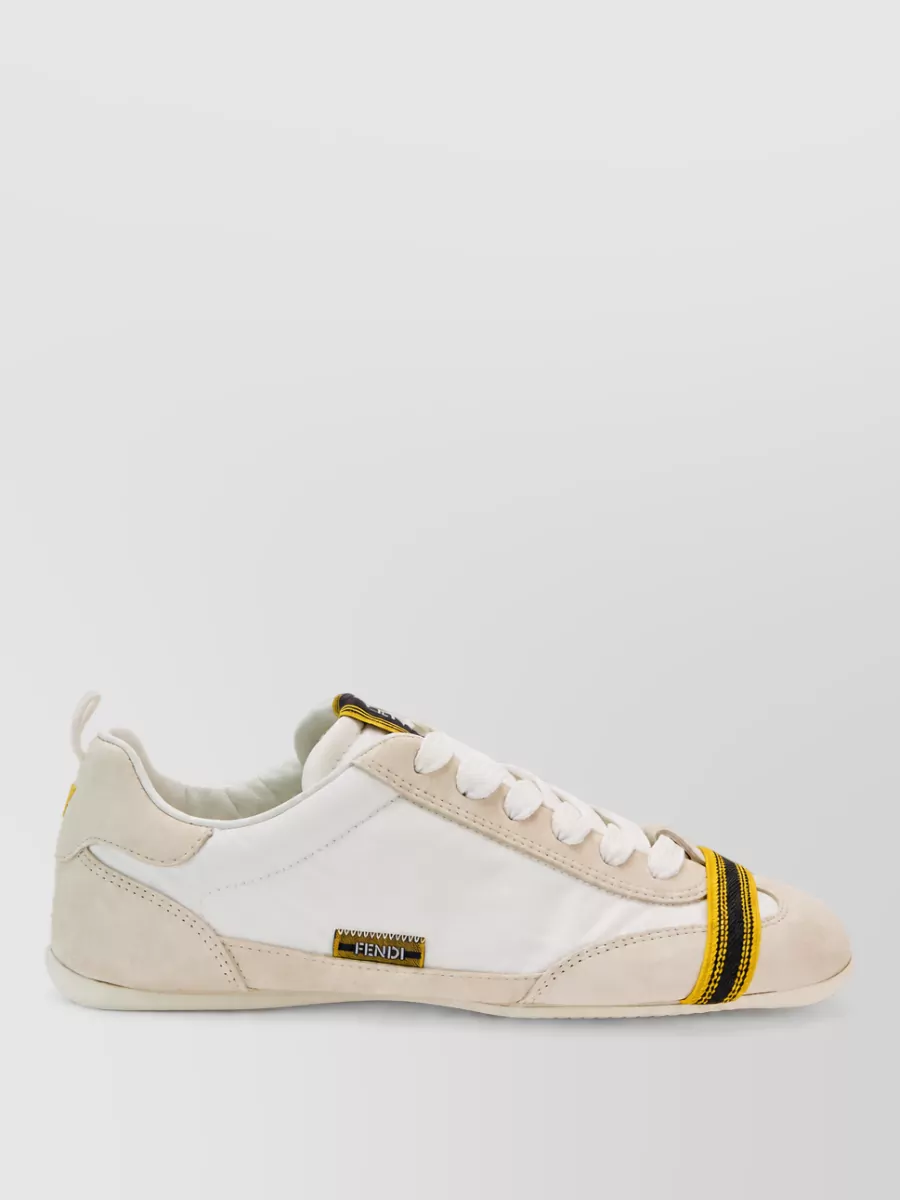 Fendi Calfskin Trim Canvas Lace-Up Sneakers