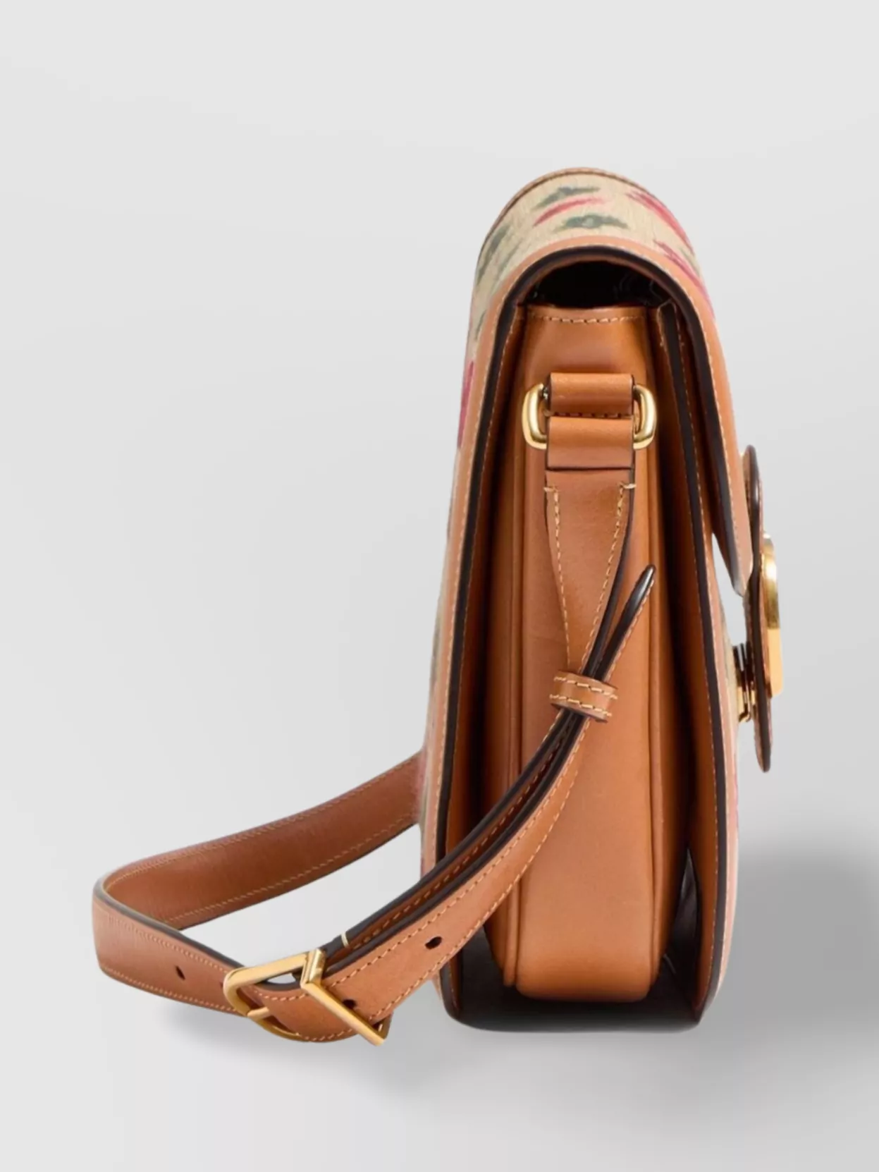 Valentino 9t05 Cherry-jacquard Raffia And Leather Cross-body Bag