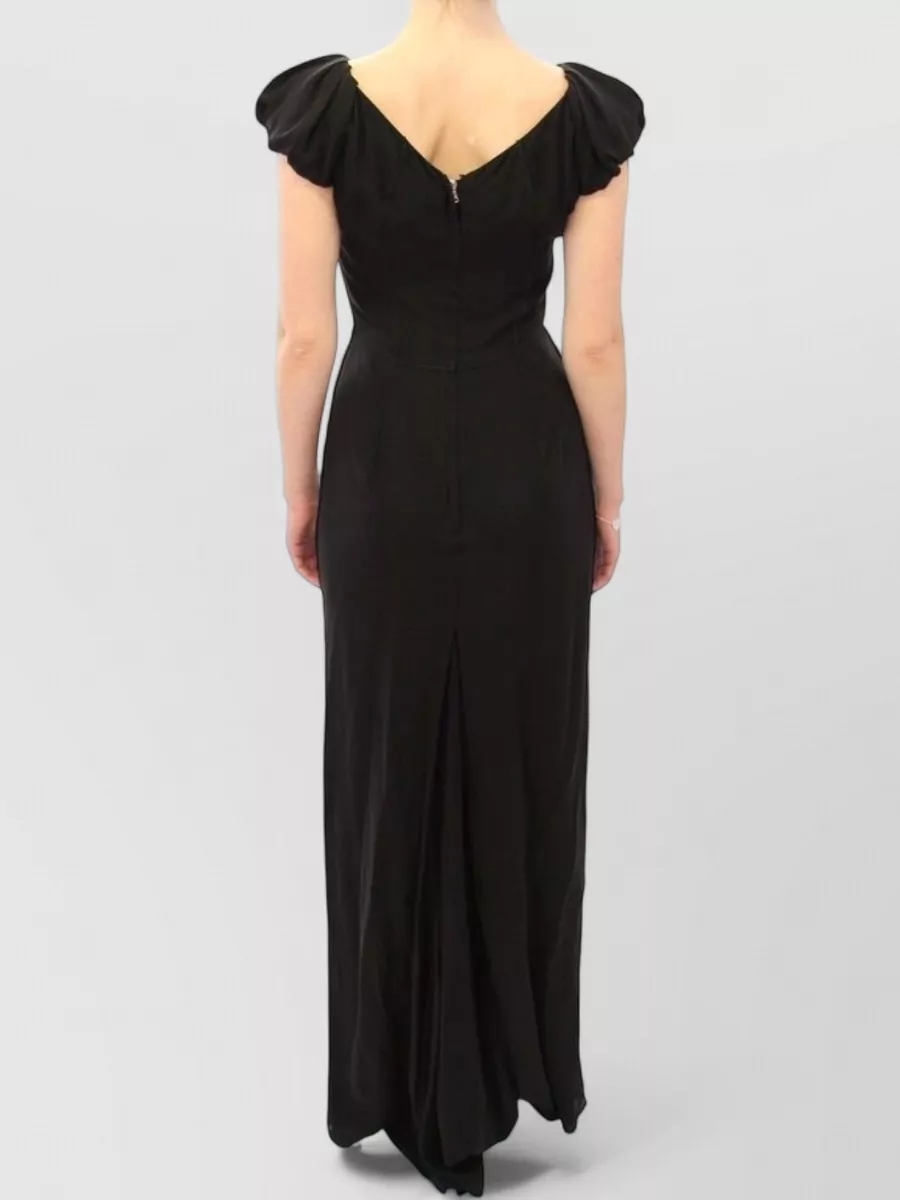 Dolce&Gabbana Silk Boat Neck Short-Sleeve Maxi Dress