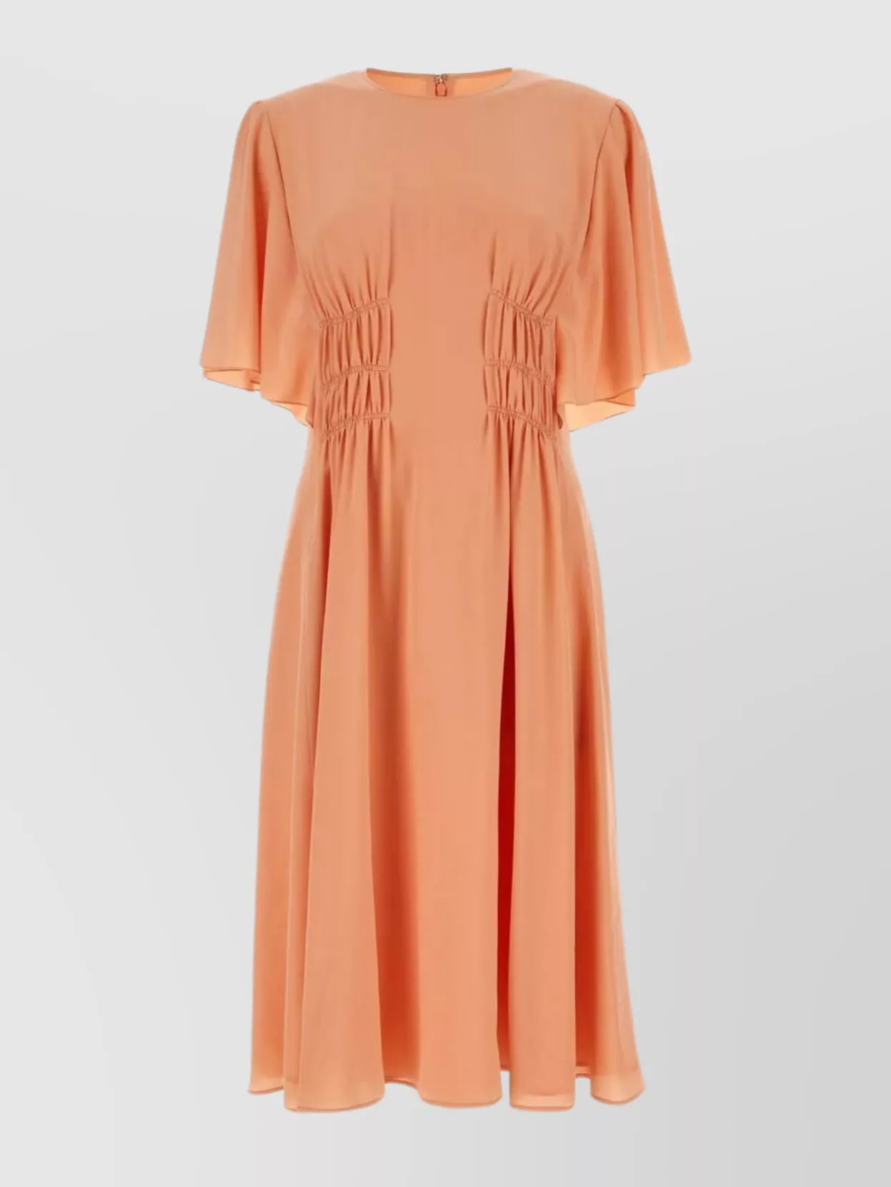 Shop Chloé Silk Crepe Midi Dress With Cap Sleeves