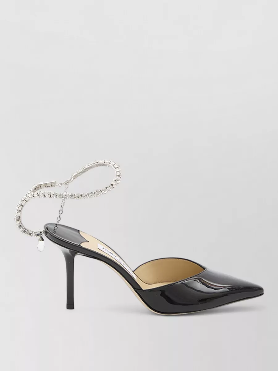 Jimmy Choo Saeda 85 Slingback Crystal Strap Sandals