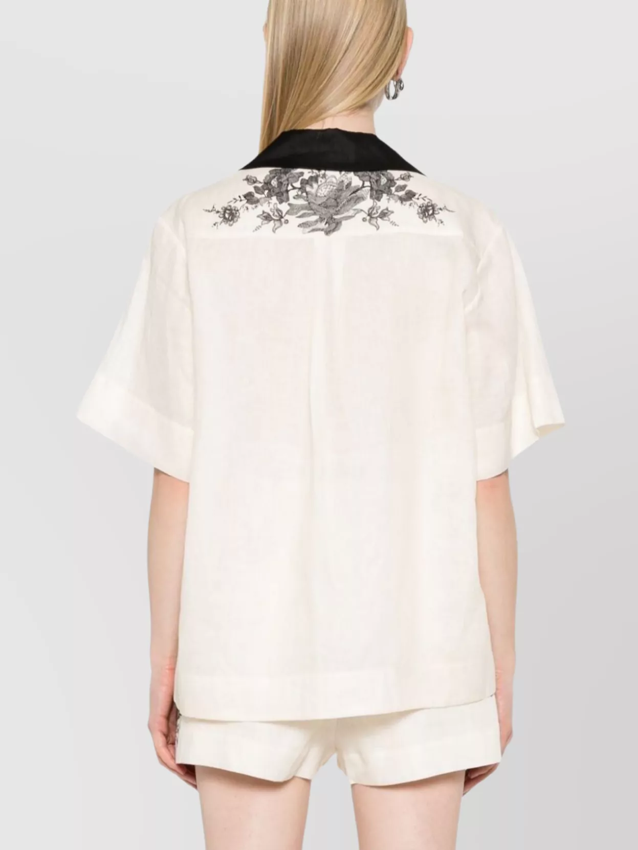 Zimmermann Floral Linen Bowling Shirt In White
