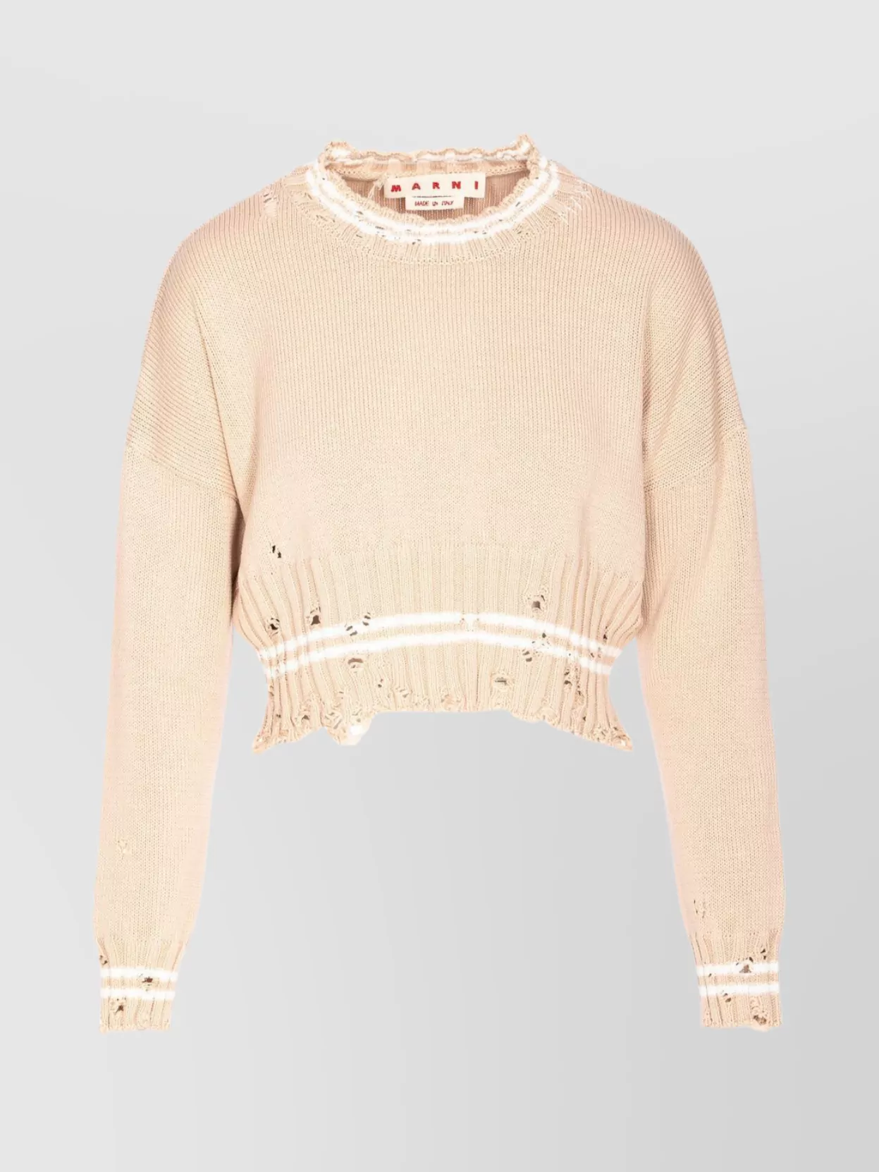 Marni Distressed Crop Crewneck Sweater