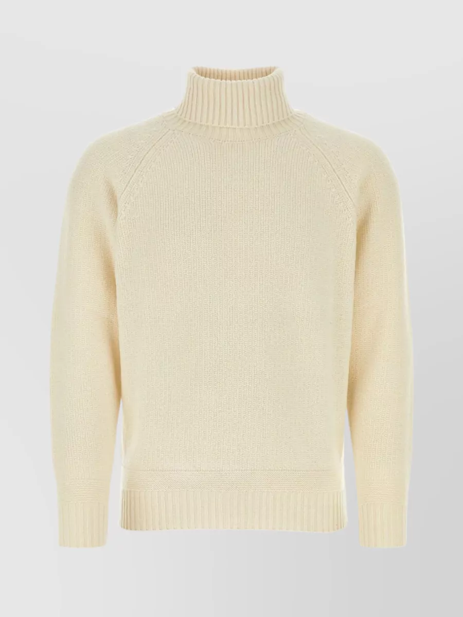 Shop Ten C Textured Wool Turtleneck Sweater In Cream