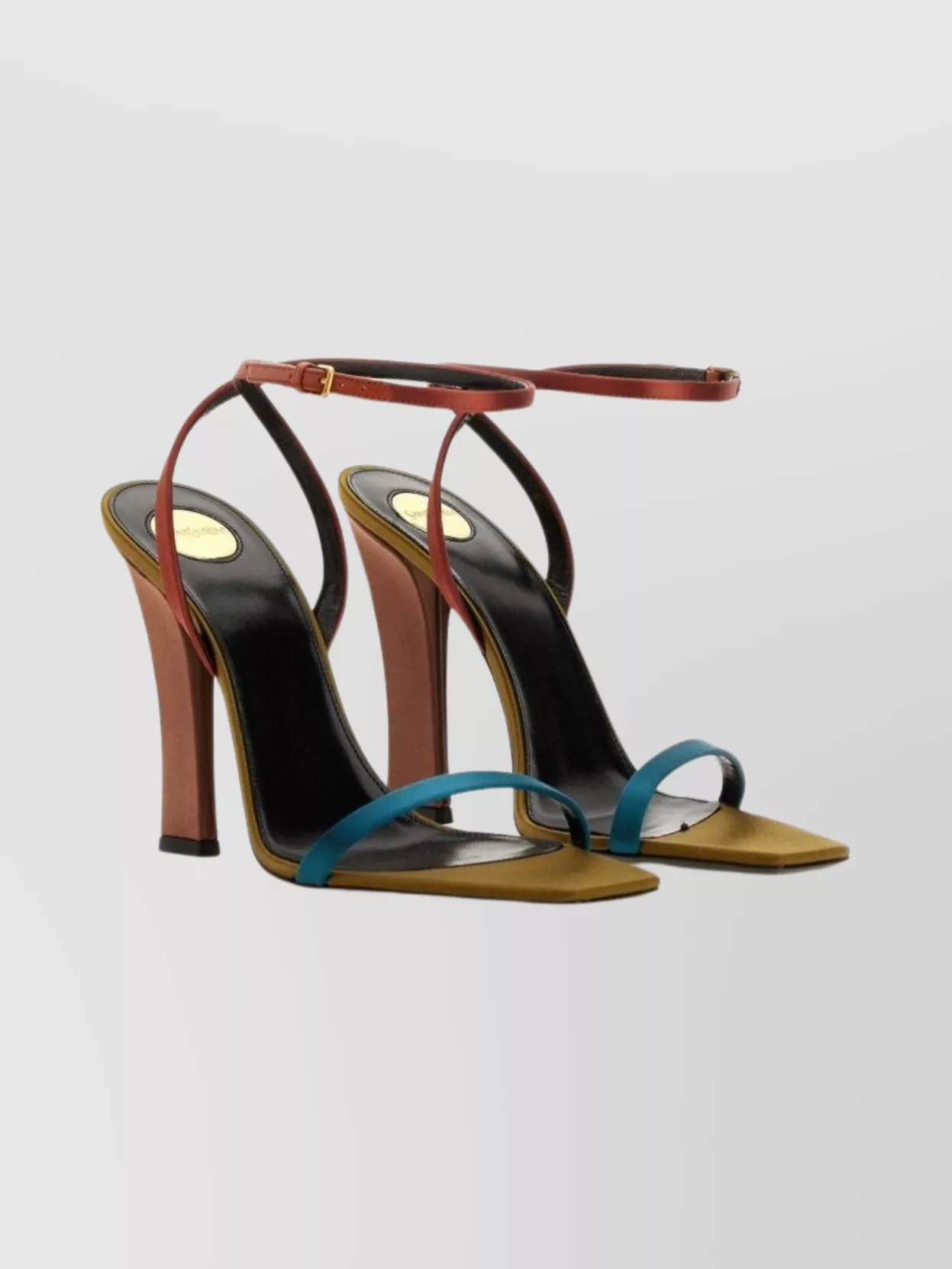 Saint Laurent Blocked Color Open Toe Square Sandals
