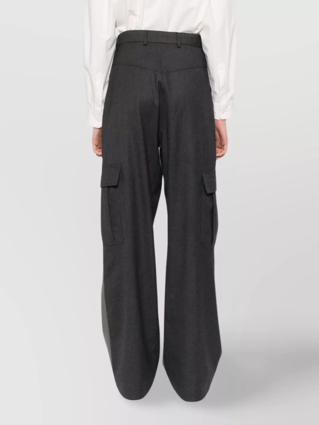 Stella Mccartney Wide-leg Cargo Trousers With Two-tone Belt Loops In Gray