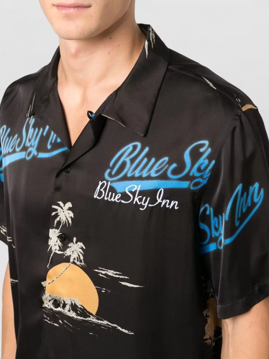 Blue Sky Inn Logo-Print Viscose Short-Sleeve Shirt