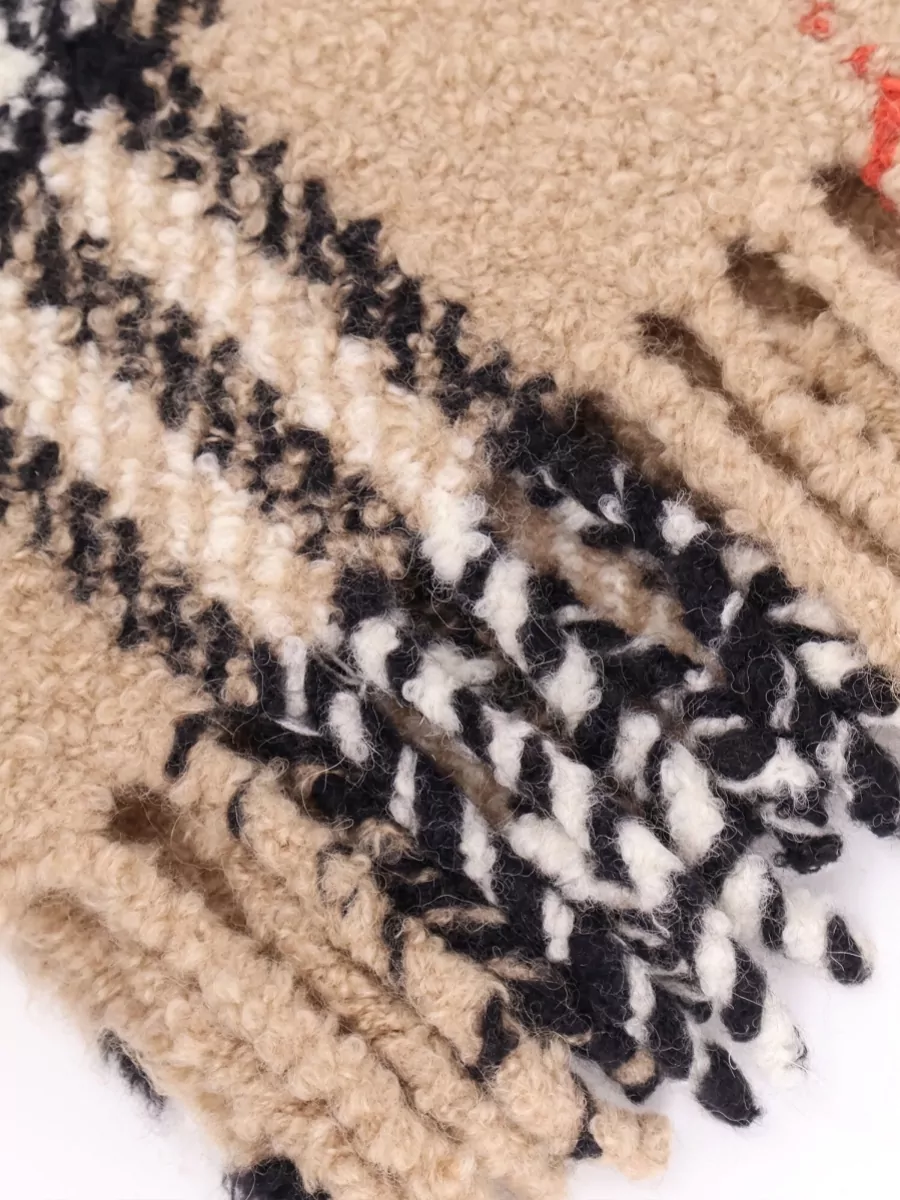 Burberry Checked Pattern Scarf Soft Texture Fringe Detail